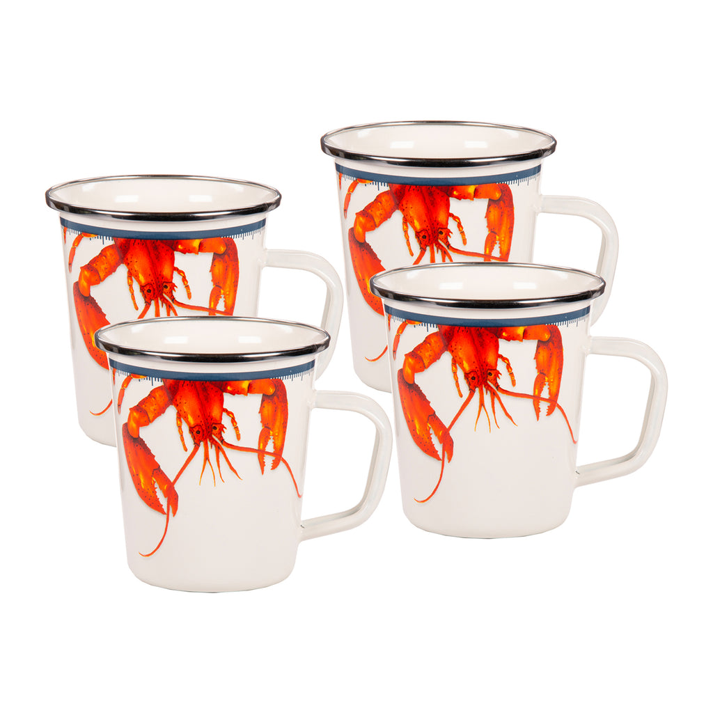 CR66S4 - Latte Mugs - Crab House Design - UPC 619199859179 – Golden Rabbit  Enamelware
