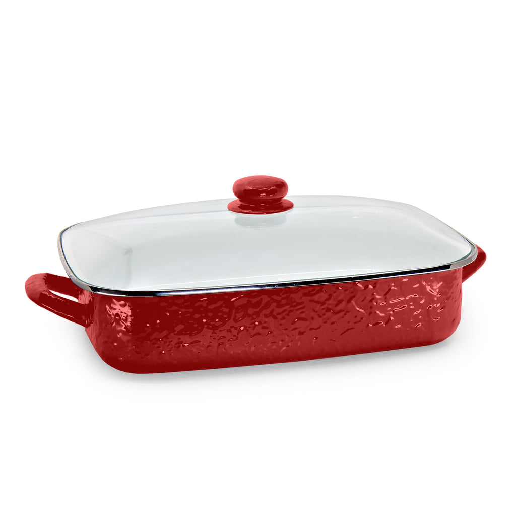 Eternal Living eternal living 16 enameled cast iron baking pan rectangular lasagna  dish large roasting pan red