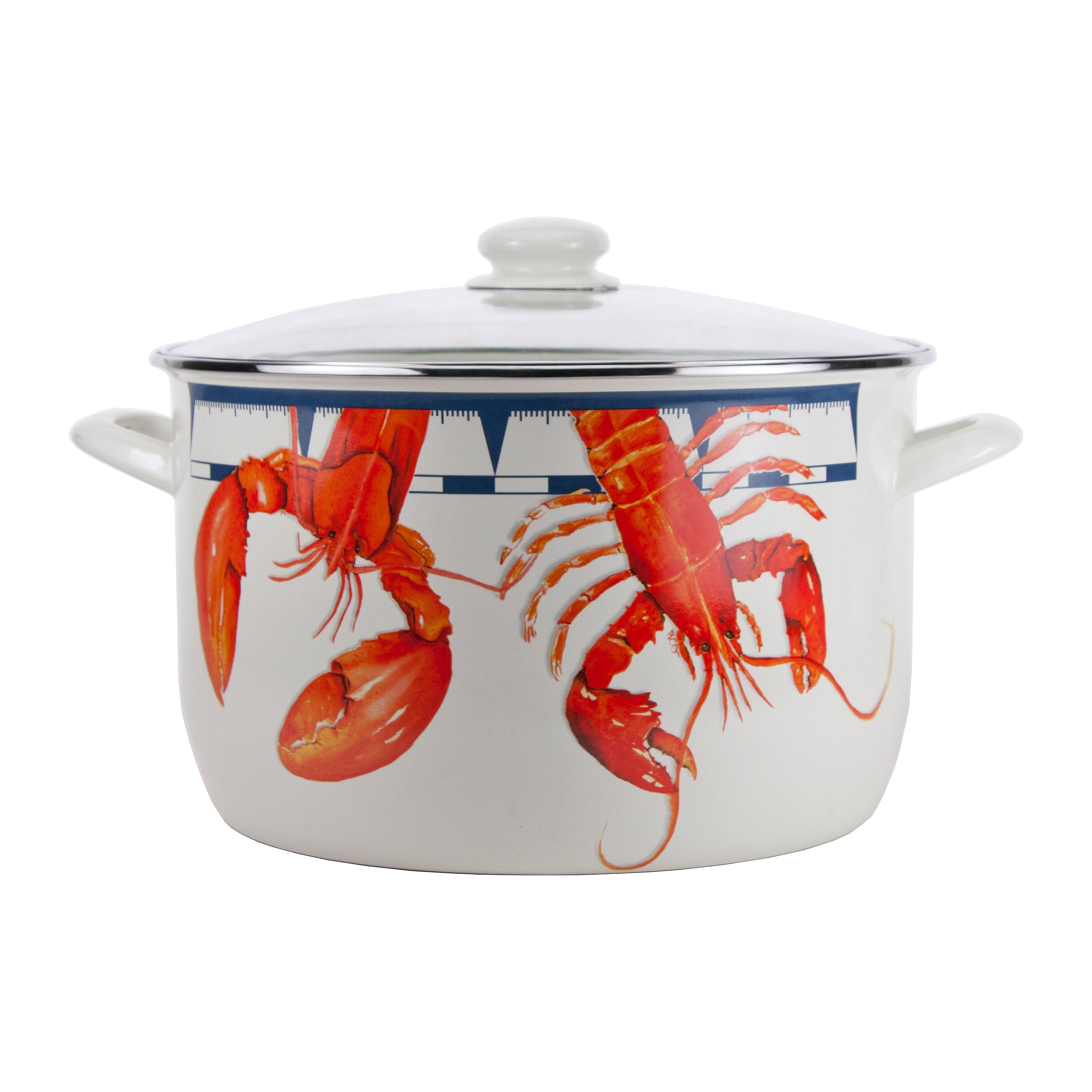 Retro Enamel Lobster Pot, Covered Enamel Cookware, Vintage San